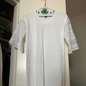 Lauren Ralph Lauren V Neck Eyelet T Shirt Dress XXS